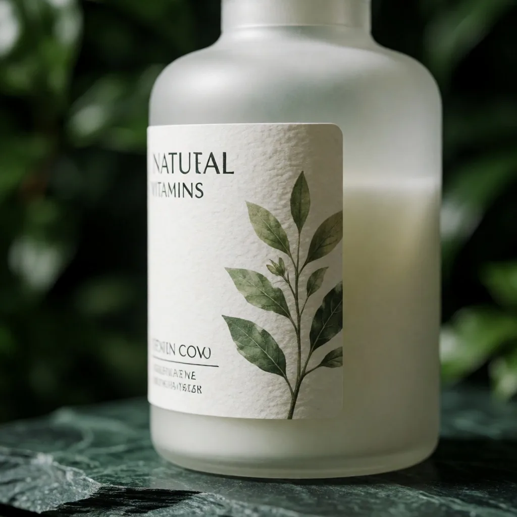 A clean supplement label photographed on a dark slate surface